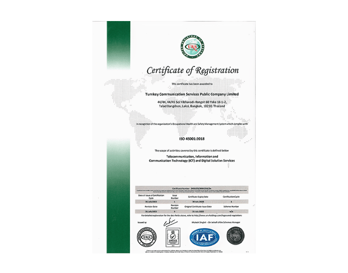 Certificate of Registration ISO 45001:2018